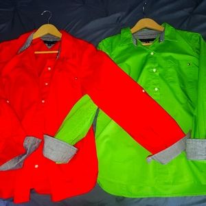 Tommy Hilfiger Button Down Medium Sized Shirts Red & Green Package